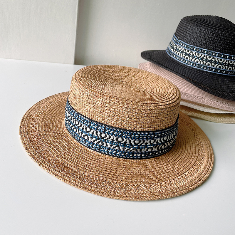 Women's Sweet Geometric Flat Eaves Straw Hat display picture 15