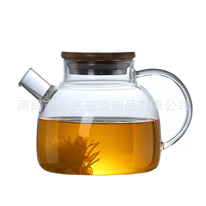 高硼硅玻璃日式冷水凉水壶大肚壶竹盖家用凉水壶大容量茶壶厂家