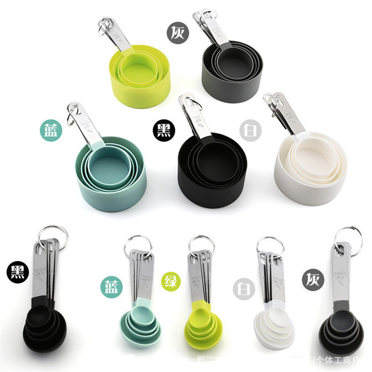 Juego de Tazas y Cucharas Medidoras de Acero Inoxidable Set de 8 Piezas Con Escala Graduada para Repostería image 3