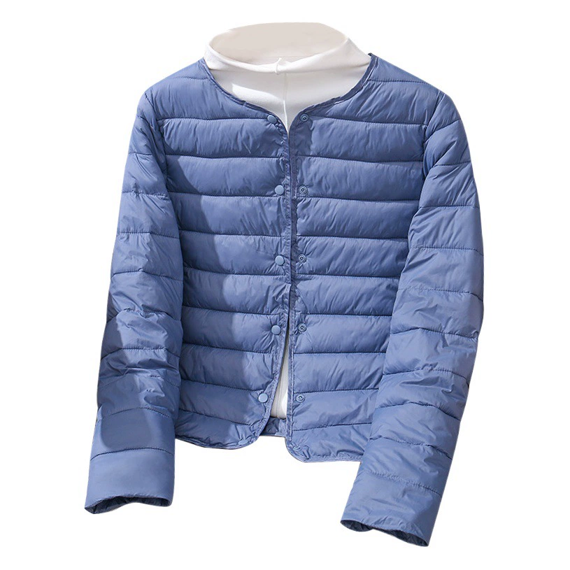 2025 Новая легкая пуховая хлопковая куртка, женская короткая осенне-зимняя хлопковая куртка с подкладкой, хлопковая куртка с круглым вырезом и v-образным вырезом, двуносимая хлопковая куртка