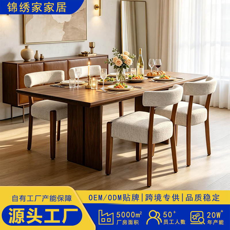 Cross-border solid wood dining chair with fabric soft backrest, modern minimalist home dining chair, living room leisure chair wholesale Cross-border solid wood dining chair with fabric soft backrest, modern minimalist home dining chair, living room leisure chair wholesale