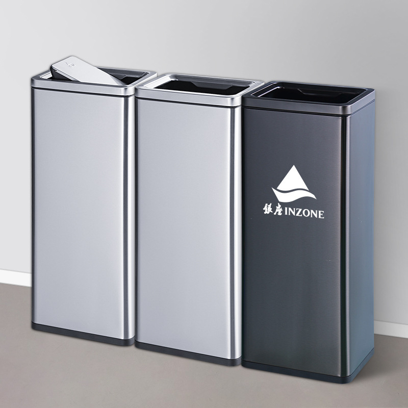 Shopping Mall Bathroom Paper Towel Swing Lid Trash Can Elevator Entrance Peel Box Household Kitchen Stainless Steel Trash Can