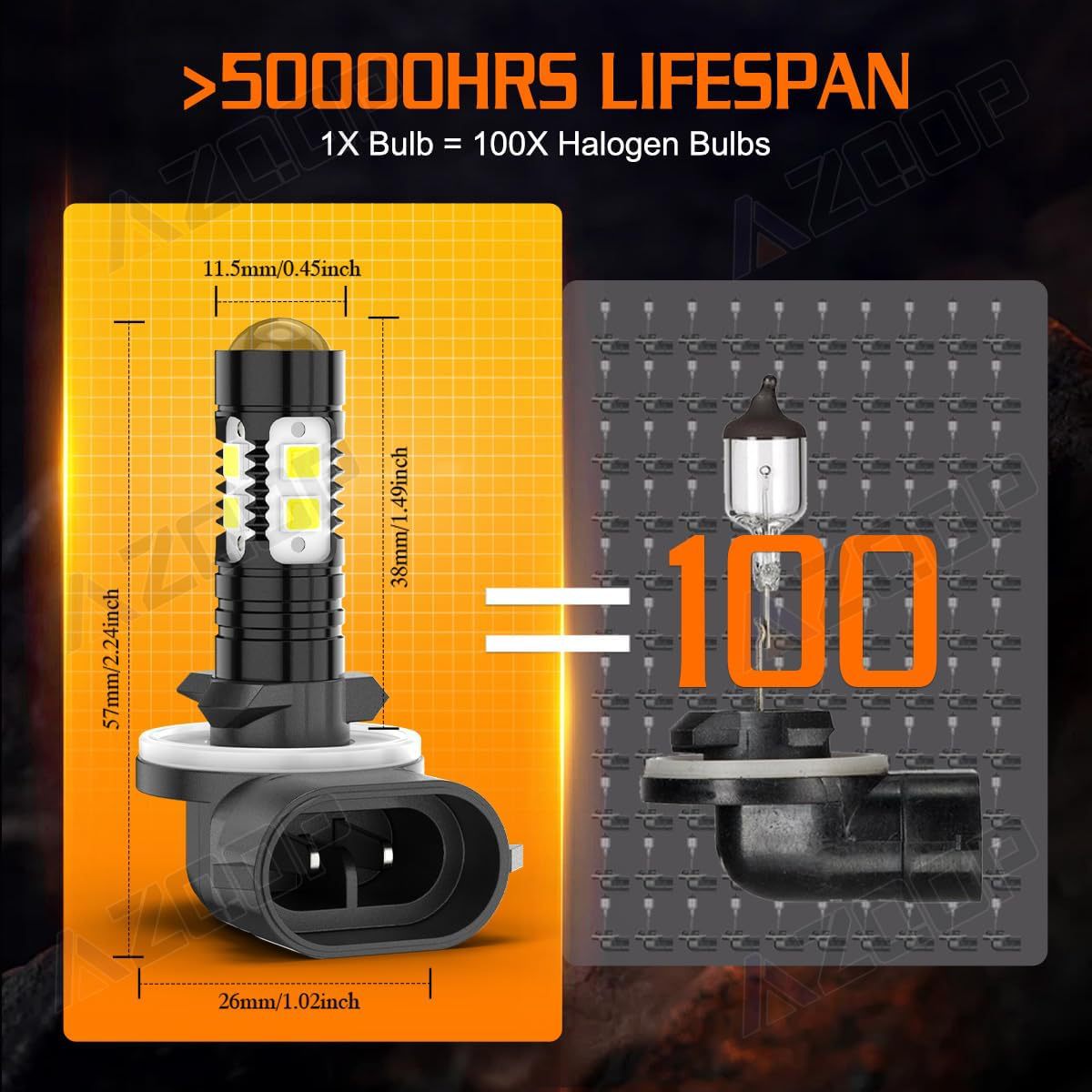 881 50W 10smd lámpara de niebla delantera LED de automóvil transfronterizo, lámpara de niebla de conducción, lámpara de niebla 100W