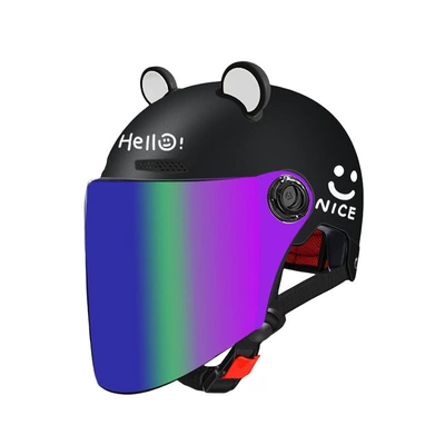 Motorcycle Safety Supplies Certified Electric Vehicle Helmet for Women - new-national-standard-black-changcai-free-cute-ears-one-size-fits-all