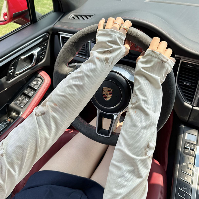 Protector solar manguito de hielo guantes verano margarita manga de hielo guantes sueltos transpirables sombreado lindo manga de todo fósforo femenino