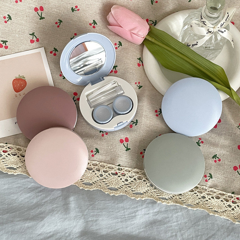 ins simple fashion contact lens box portable couple box nursing pupil box solid color retro as2601