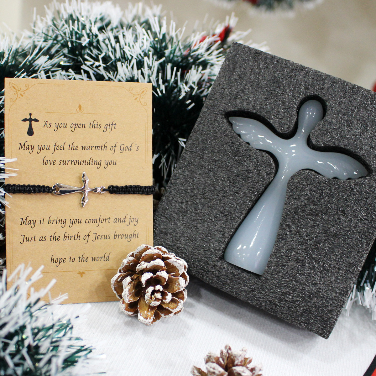  Halloween Christmas Prayer Supplies Resin Angel Handheld Transparent Angel Prayer Cross 