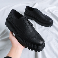 Men's Casual Leather Shoes, Korean Style Trendy Matchable Youth British Hairstyle Instructor Brock Men's Shoes 21260-R