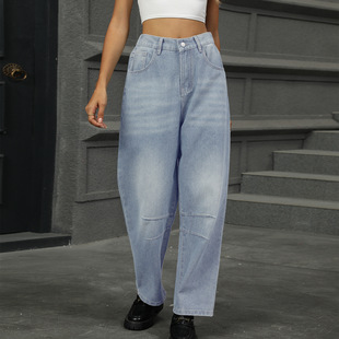 Wish Europe and the United States cross-border foreign trade women's clothing Amazon independent station new washed loose Harlan jeans pants