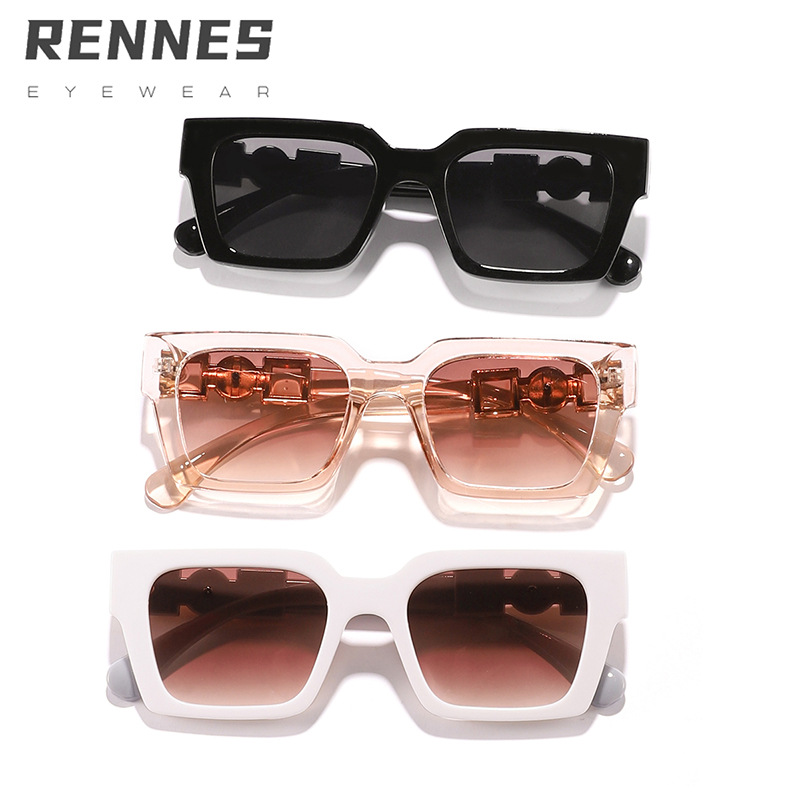 Gafas de sol cuadradas europeas y americanas transfronterizas accesorios de perlas de moda para hombres y mujeres Gafas de sol blancas a prueba de rayos UV