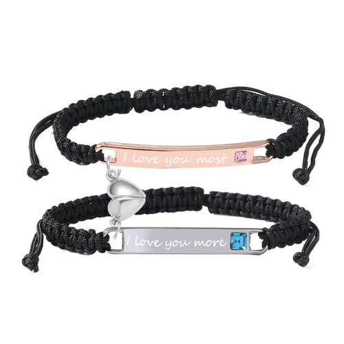 Cross-border Couple's Bracelet/Necklace, Zinc Alloy Woven Bracelet/Necklace, His Queen Her King