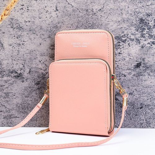 Mobile phone touch screen bag, sweet and versatile small crossbody bag, touch screen double layer, large capacity, compact key bag, dual purpose wallet