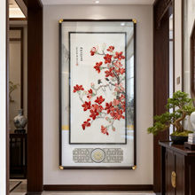 玉兰花刺绣画2026新款高级感玄关刺绣挂画高档竖版入户走廊壁画