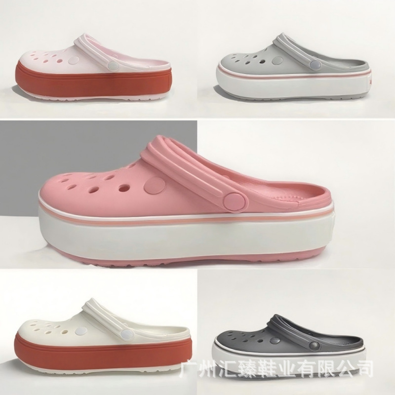 Zapatos de cañón para mujeres con base gruesa Carobán verano nuevo arco iris anti-deslizante con base suave zapatillas de playa transpirables