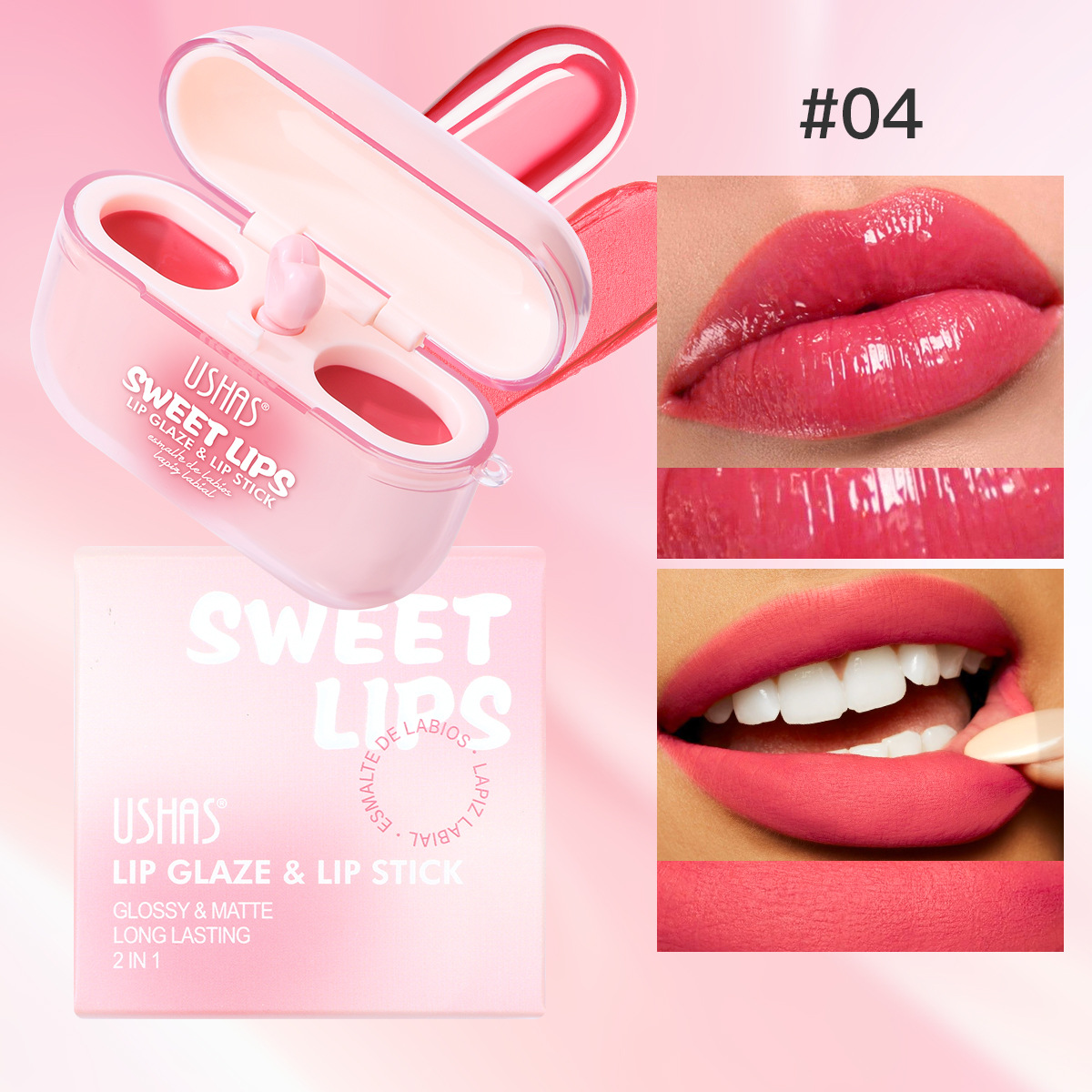 Rubor USHAS, éxito de ventas en Amazon, resistente al agua y de larga duración, UC104, rubor para auriculares con embalaje