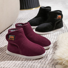 高帮棉鞋冬季外穿加厚加绒保暖耐磨雪地靴家居魔术贴中老年妈妈鞋