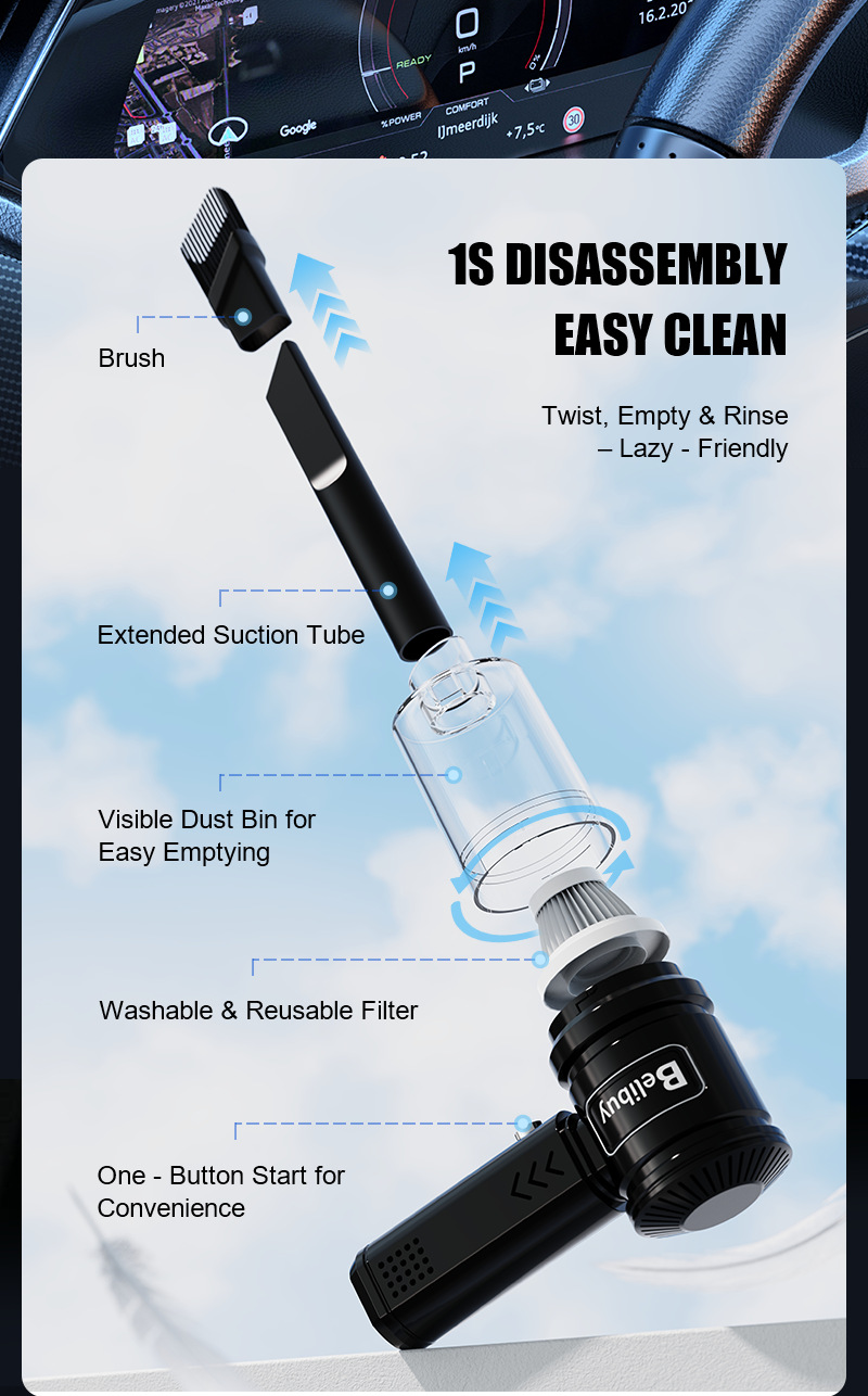 Factory Direct Supply Cross-Border Hot-Selling Car Vacuum Cleaner Wireless Charging Model Dust Remover Trade Model Handheld Vacuum Cleaner