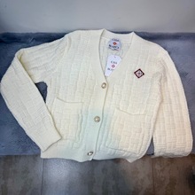 casa 卡萨南油针织开衫新款弹力V领格纹图案珍珠扣针织衫外套跨境