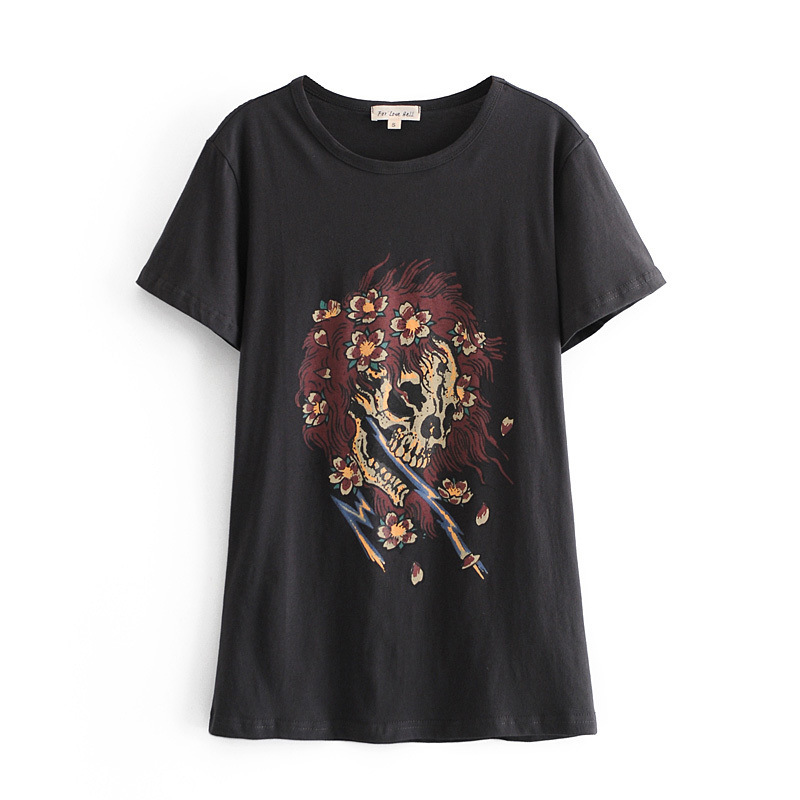 Lightning skull print tee NSAM48692