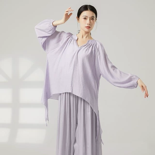 古典舞蹈服仙气飘逸罩衫春季新款中国现代舞宽松长袖练功服