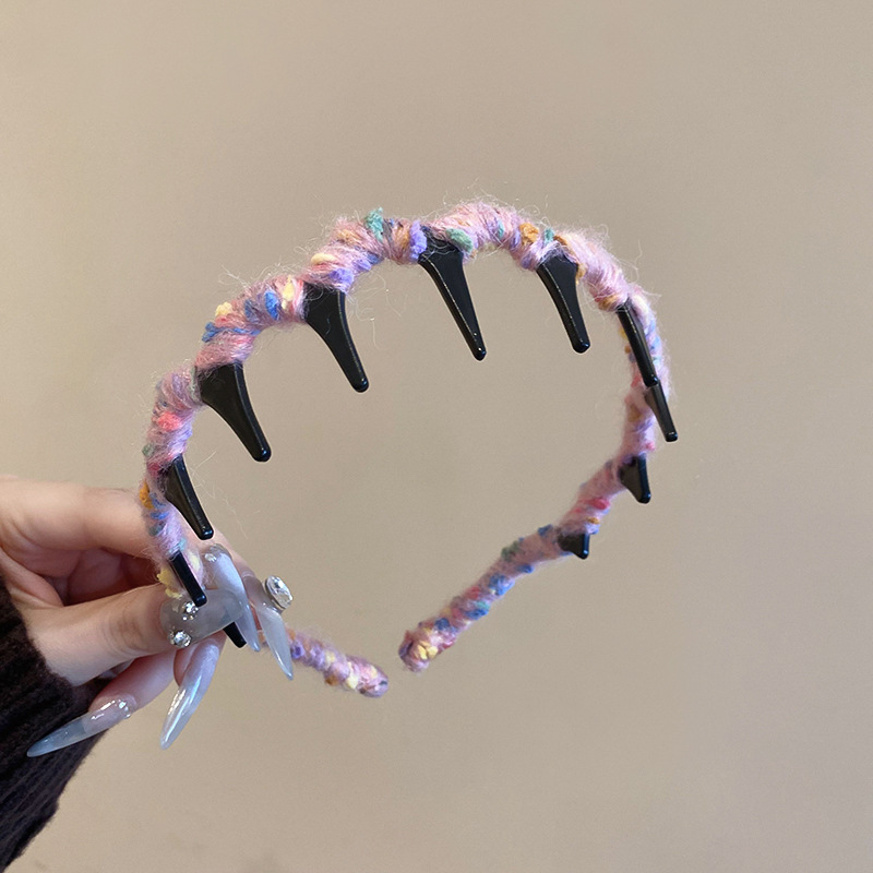 Nuevo producto de lana de color de doble uso, peine para el cabello ondulado, diadema de cara superior de cráneo alto, nueva moda, accesorios para el cabello suave para mujeres