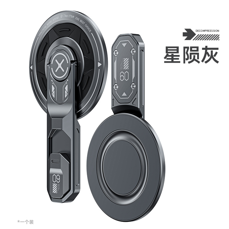 Soporte giratorio plegable portátil con clip trasero de metal transfronterizo para teléfono, con hebilla de anillo de escritorio y adhesivo trasero.