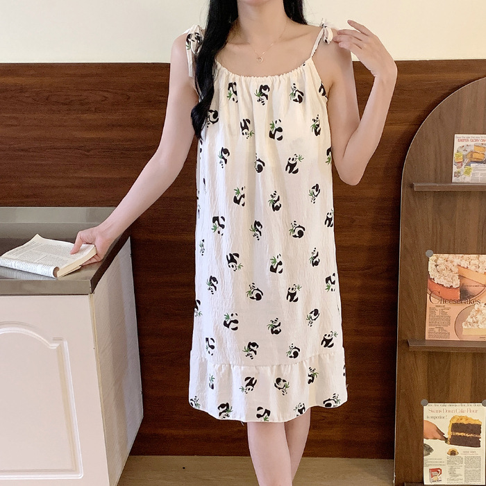Verano nuevo pijama de mujer falda media cojín de pecho arco iris dopamina dulce simple casual pijama casero al por mayor