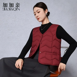 【源头工厂】26新款90鸭绒秋冬内穿V领保暖内胆轻薄羽绒马甲女108