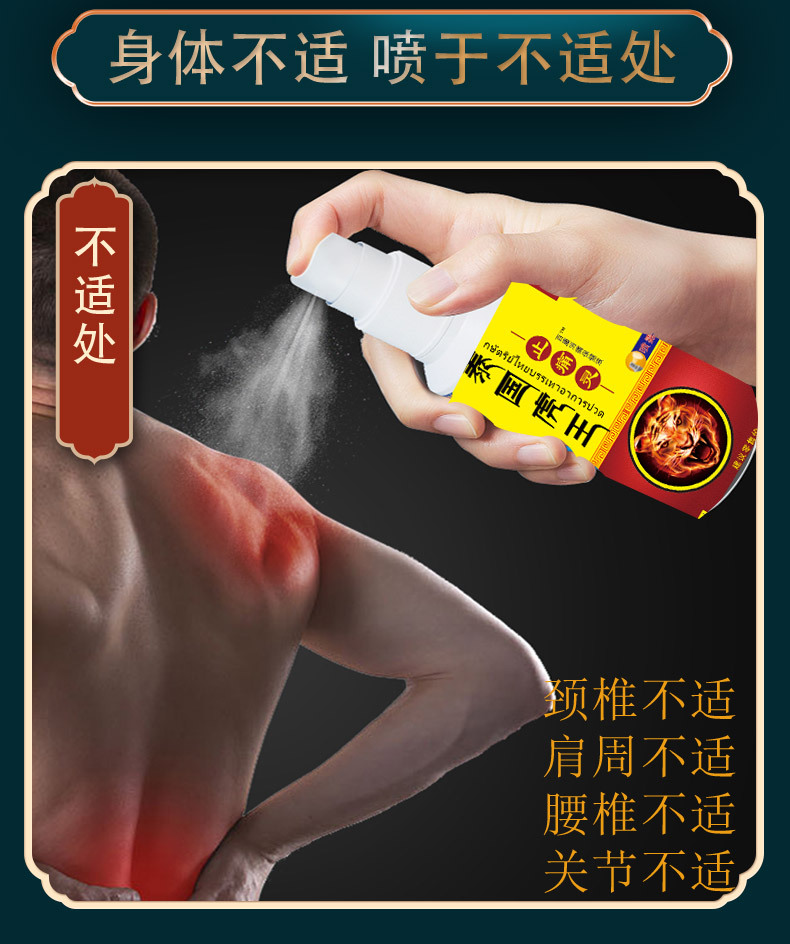 Thai Tiger King Pain Relief Spray 60ml External Herbal Spray for Waist Massage and Wellness Support specifications