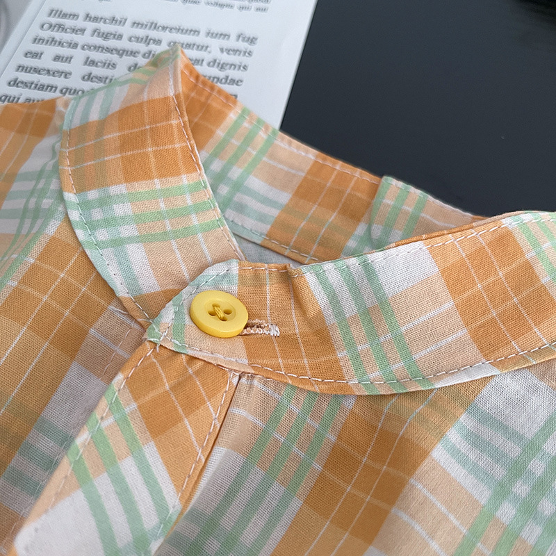 2025 primavera y otoño nueva ropa infantil para niños mangas largas camisa bordada de dibujos animados para niños delgada chaqueta transpirable a cuadros extranjeros