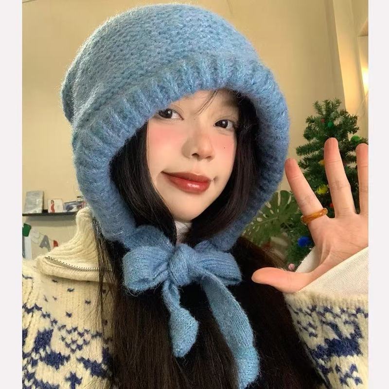 跨境批发针织帽子女秋冬羊毛混纺复古毛线帽保暖大头围冷帽包头帽|undefined