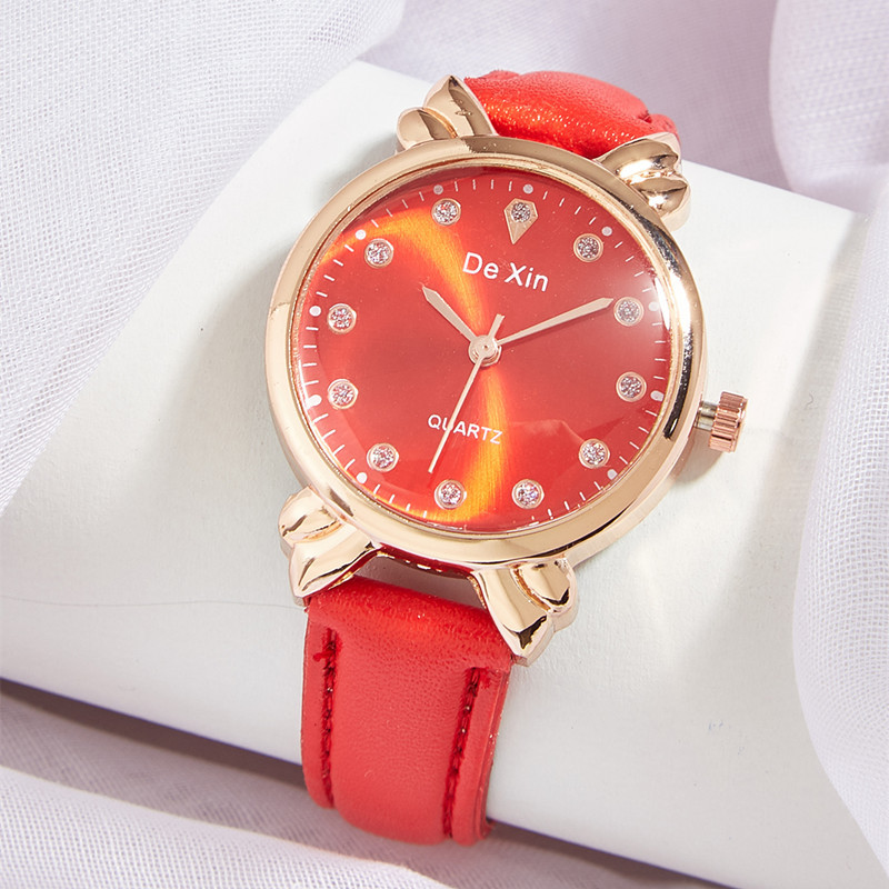 Cross-border popular casual ins redondo pequeño dial de cuarzo reloj de mujer de moda todo-fósforo de moda estudiante reloj de mujer