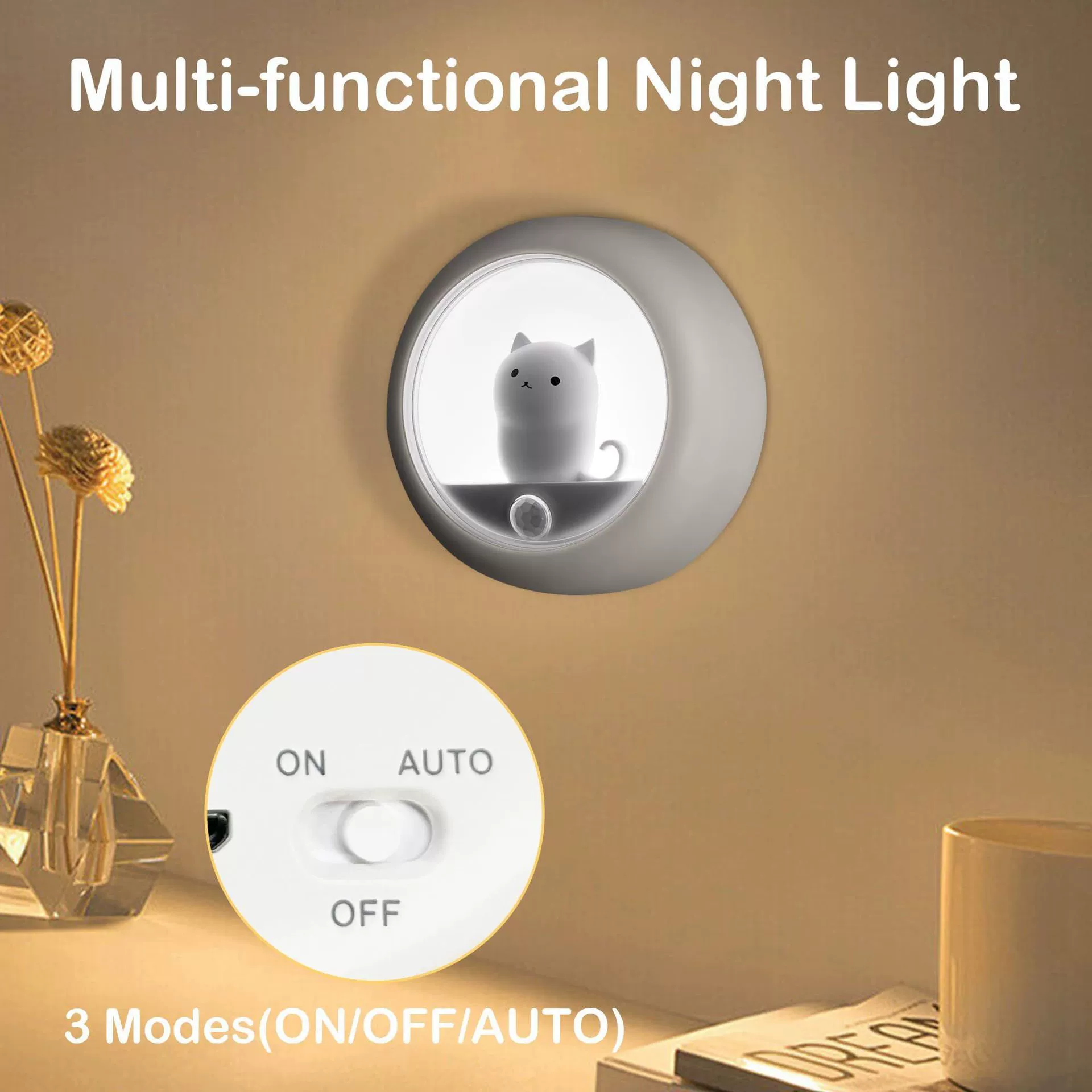 (Cross-border trading), magnetic sensor, LED adjustable night light, handheld sconce, cat