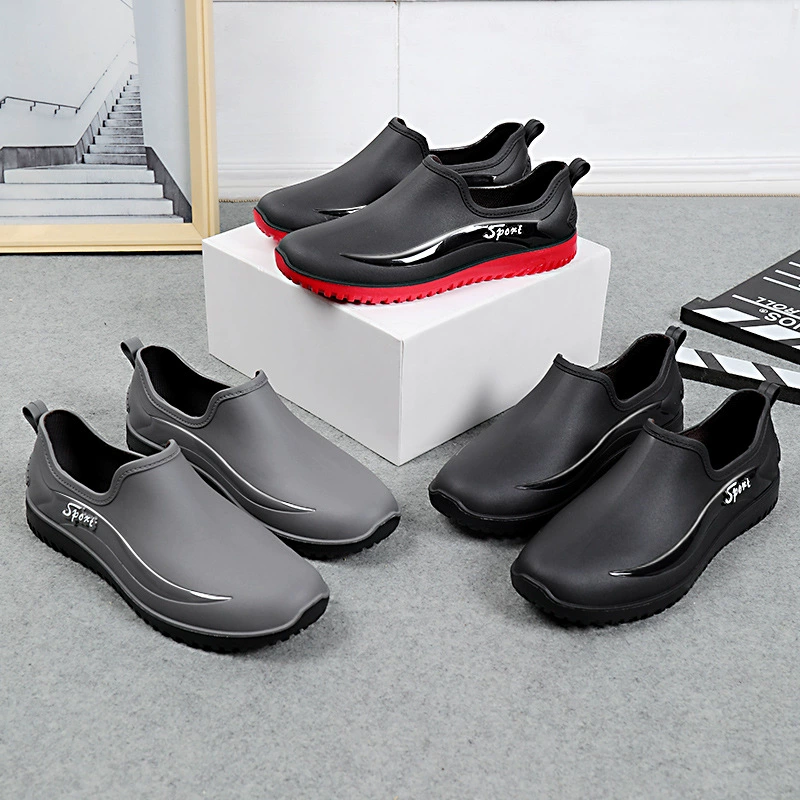 Новые модные короткие резиновые сапоги, Мужская Рабочая обувь Four Seasons, нескользящая кухонная обувь с низким верхом, водонепроницаемая обувь для рыбалки, непромокаемые резиновые сапоги