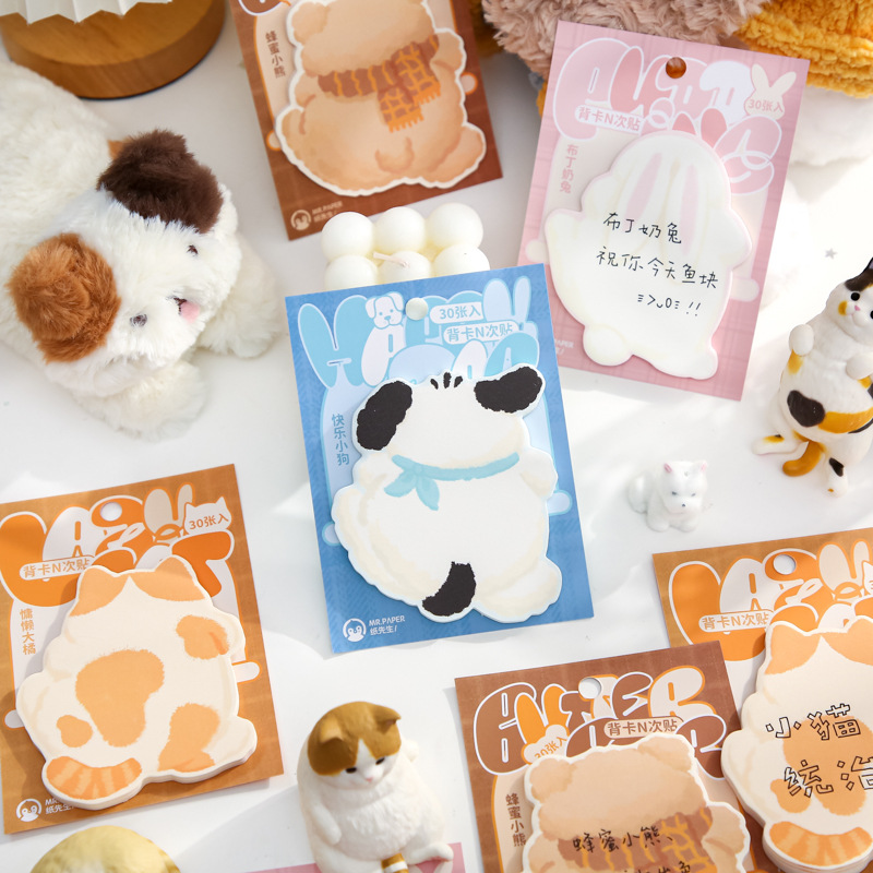 Mr. Paper tarjeta trasera N publicación secundaria serie de escuadrones sobre la pared linda ilustración original mensaje de estudiante nota adhesiva de forma especial