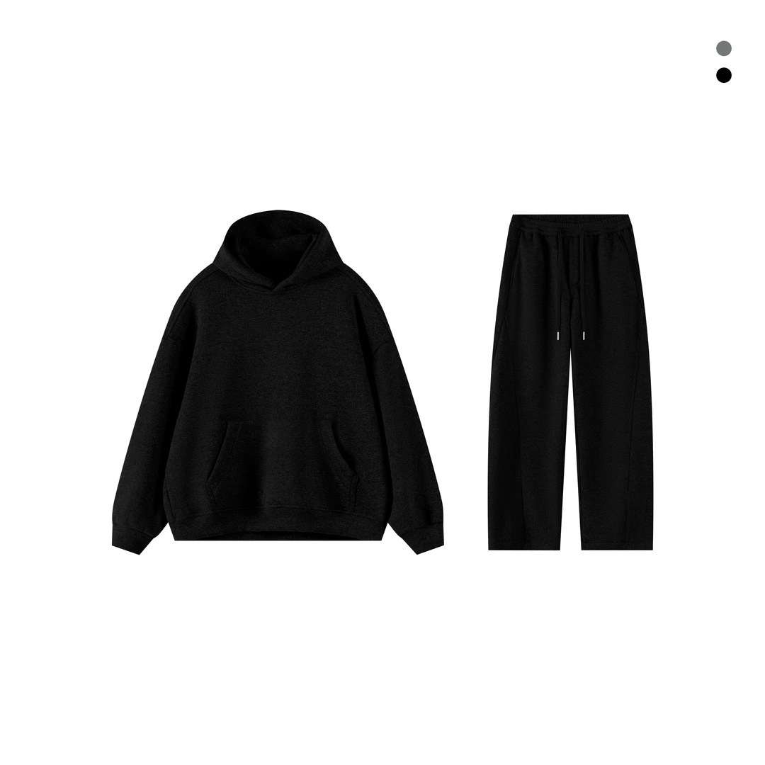 Men's Kangaroo Hooded Sweatshirt Solid Colour Fleece Hoodie_voghion.com