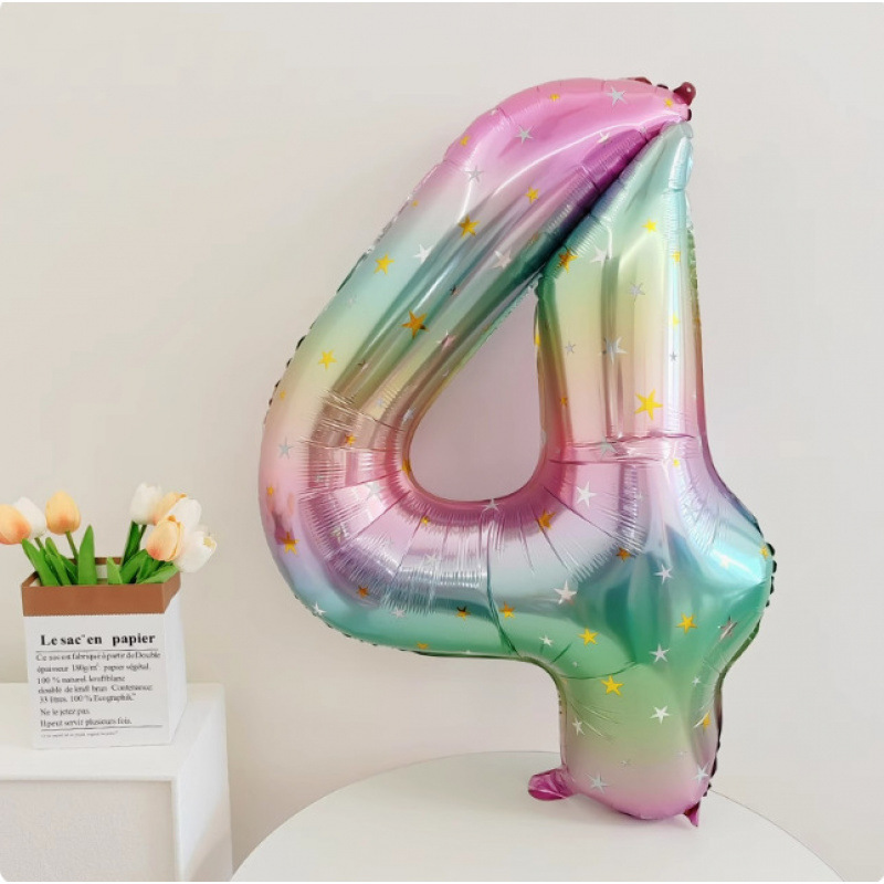 40inch アルミフィルムデジタルバルーン ベビーブルーピンク 女の子の誕生日シーンの装飾 ベビー123歳の誕生日の装飾|undefined