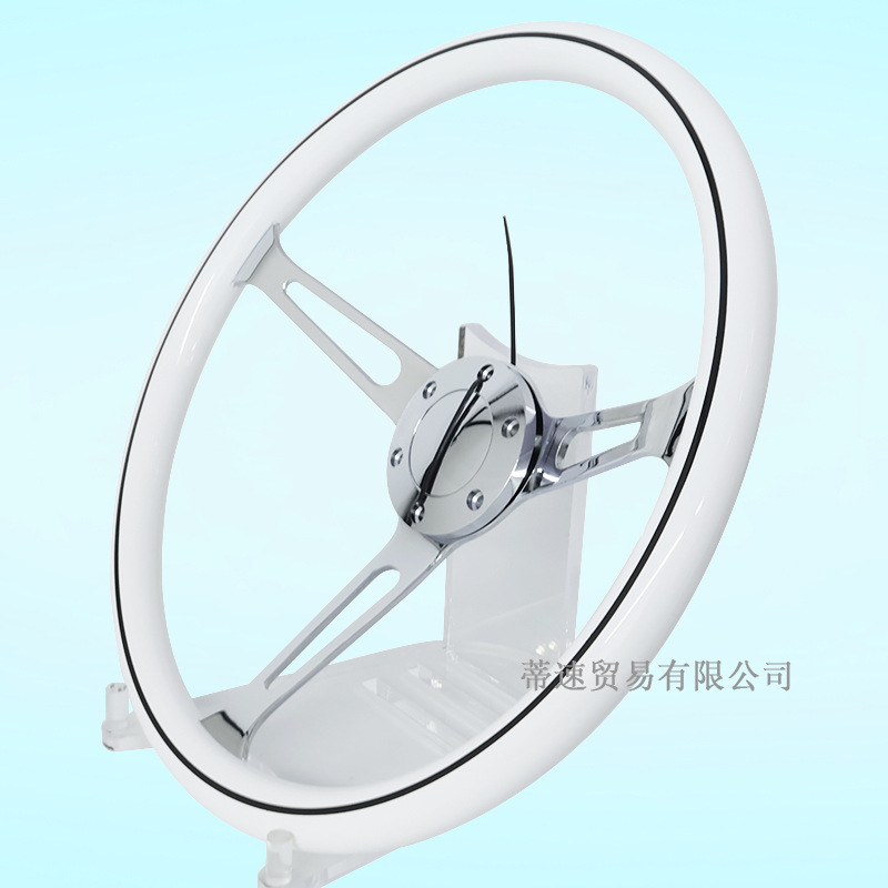 Direct from the manufacturer, car modification 15inch universal steering wheel, white 380MM electroplated steering wheel, hole spacing 70mm