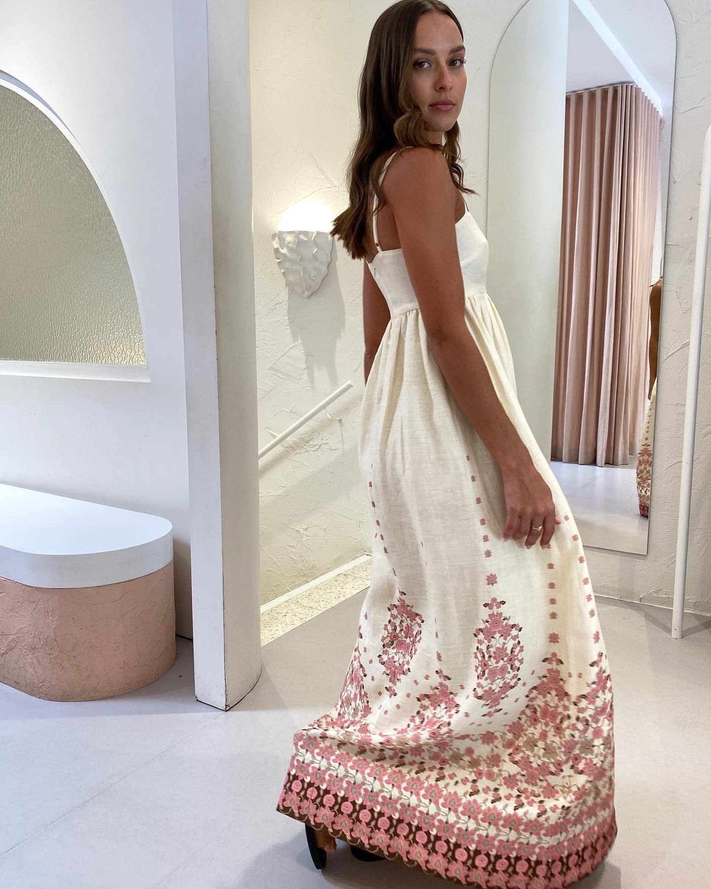 Summer Season Women's Gender Elegant, Pastoral Style Wholesale Women's Elegant Pastoral Printing Holiday Daily V Neck Sleeveless Swing Dress