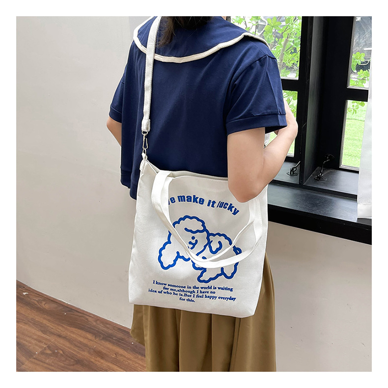 New fashionable and cute canvas bag, simple and large-capacity tote bag, casual and versatile single-shoulder crossbody bag, Douyin consignment undefined