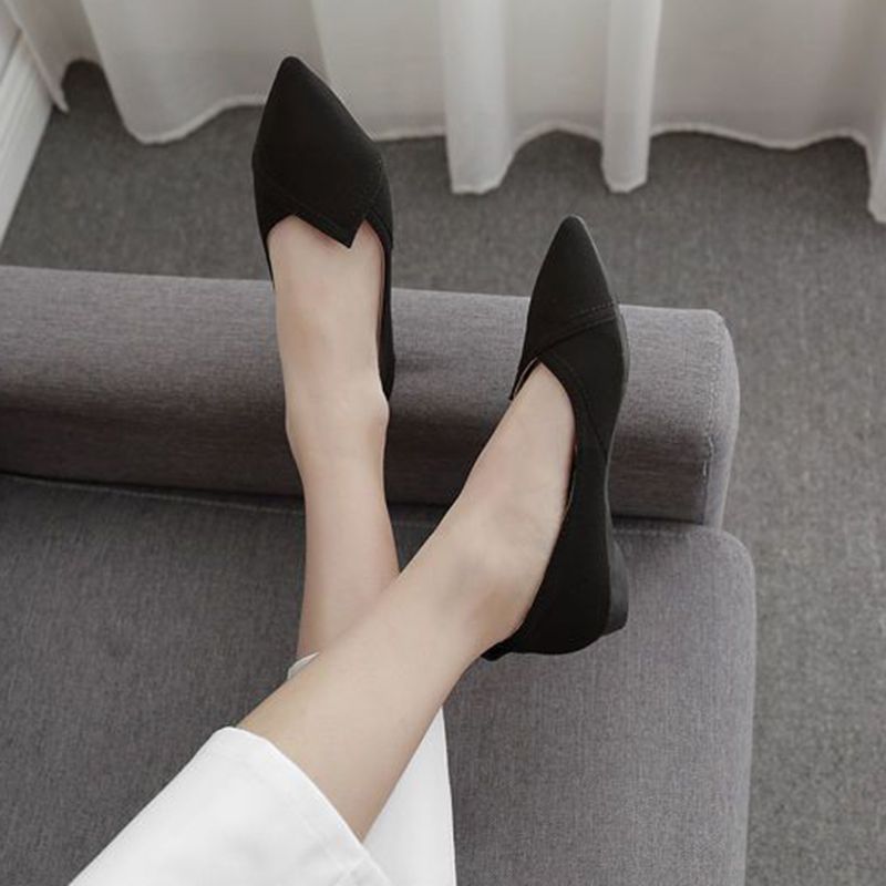 Zapatos de primavera y otoño 2026 nuevos zapatos de tacón bajo de cuatro estaciones zapatos de mujer zapatos de cama zapatos negros planos puntiagudos zapatos suaves