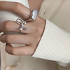 South Korean goods, brand fashionable ring with bow from pearl, silver 925 sample, simple and elegant design, light luxury style, wholesale