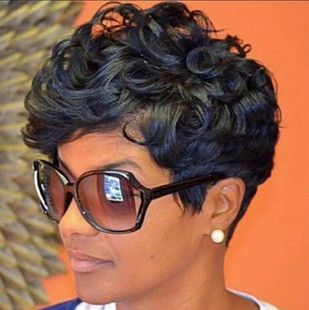 European and American hot-selling wig women's short curly hair black fashion natural curly African short hair wigs chemical fiber headgear