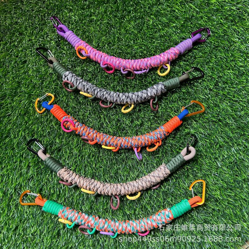 Cross-border mountaineering bag extension rope with five rings, multifunctional adjustable hanging rope for backpacks, outdoor portable paracord Cross-border mountaineering bag extension rope with five rings, multifunctional adjustable hanging rope for backpacks, outdoor portable paracord