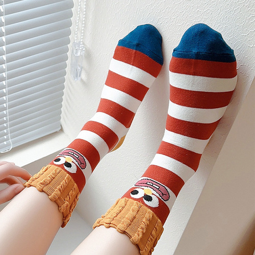 French fries socks pure cotton women funny cute cartoon women mid-tube socks spring and summer pure cotton women socks Zhuji socks wholesale