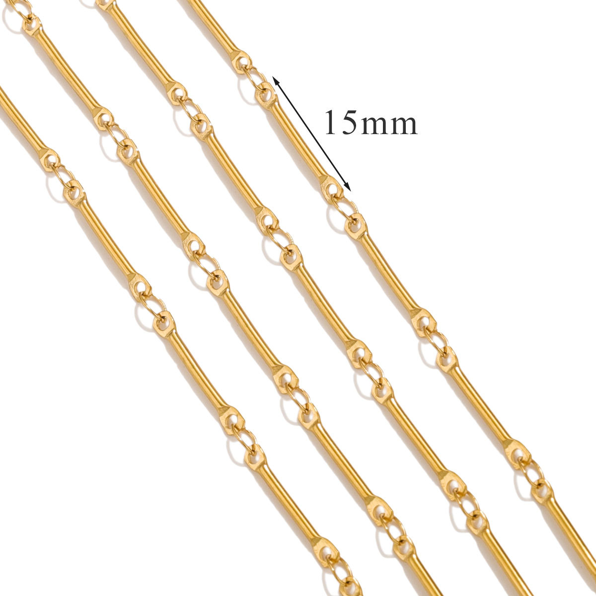 Accesorios de cadena de acero de titanio acero inoxidable galvanizado 18K oro palo S cadena no se desvanece en joyas de viento