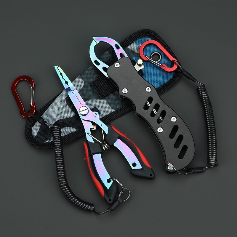 Multifunctional Folding Fish Control Tool Set, Three-Piece Color Titanium Lure Pliers, Outdoor Special Fishing Tools, Fish Grip Pliers