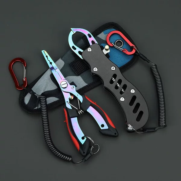 Multifunctional Folding Fish Control Tool Set, Three-Piece Color Titanium Lure Pliers, Outdoor Special Fishing Tools, Fish Grip Pliers