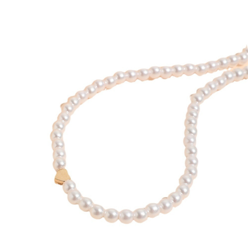 Collier élégant et raffiné, style Ins Style Niche Pearl, pour femme. Pendentif cœur ajouré, chaîne ras du cou légère et luxueuse._voghion.com