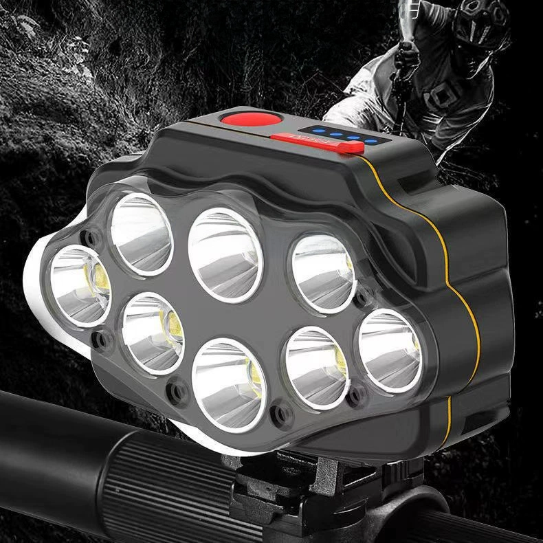 Передняя велосипедная фара, светодиоды 8‑LED суперяркая водонепроницаемая горная лампа, держатель на руля